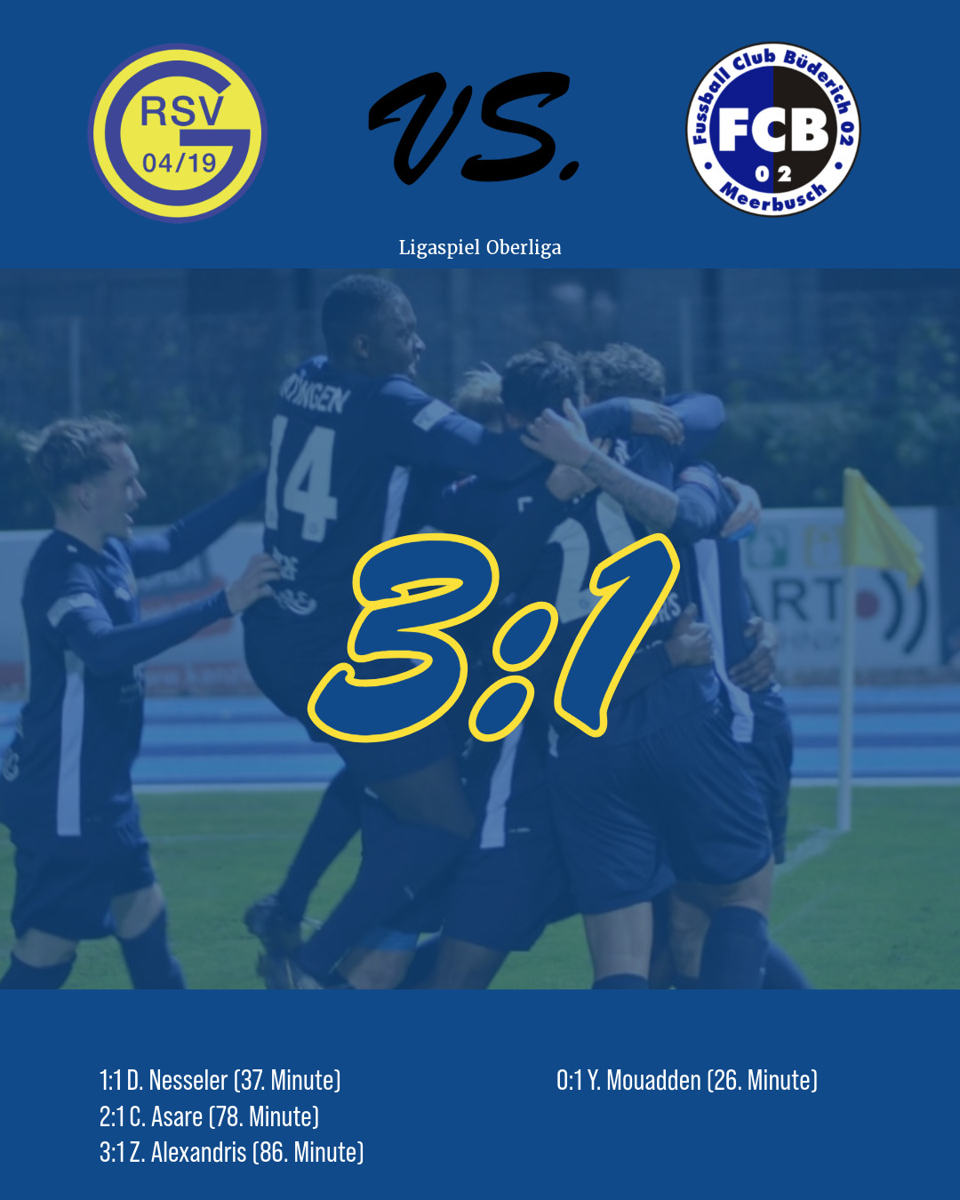 Ratingen 04/19 gewinnt 3:1 gegen FC Büderich