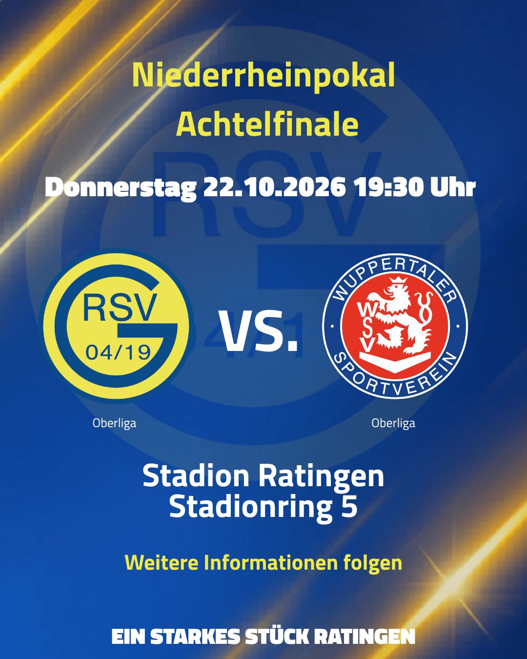 Pokalabend im Stadion Ratingen: Termin gegen den Wuppertaler SV steht fest