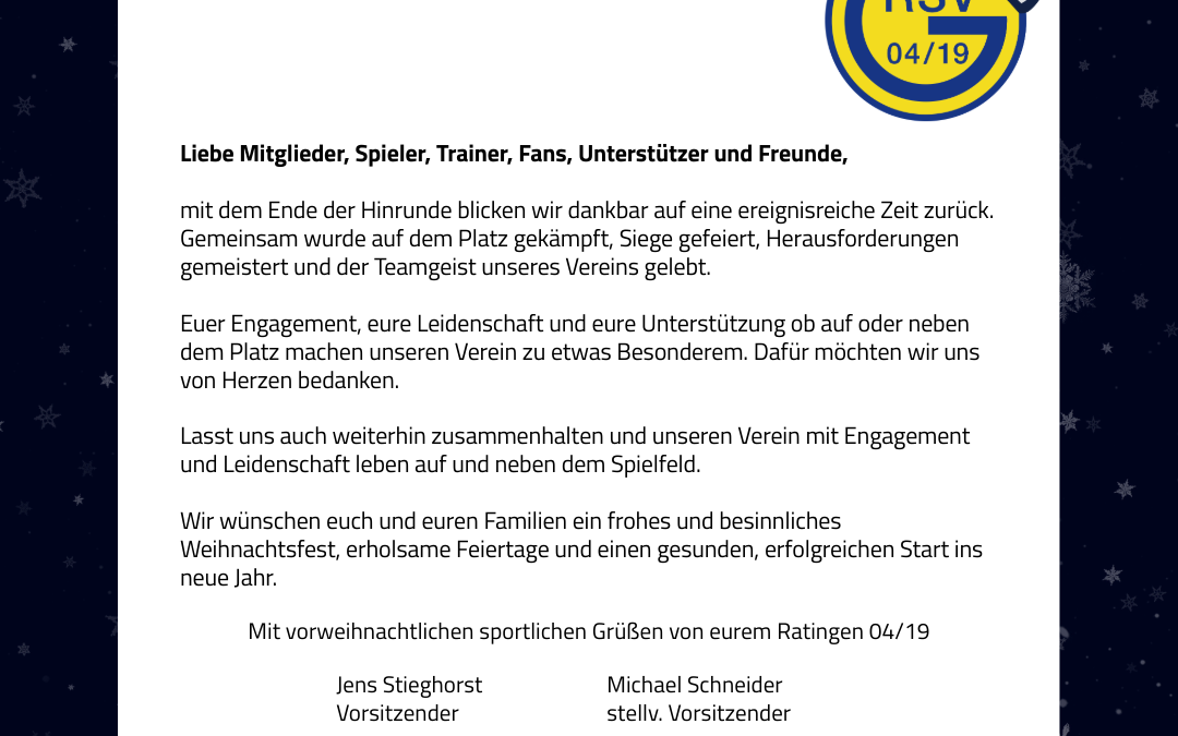 Frohe Weihnachten und einen guten Start ins neue Jahr!