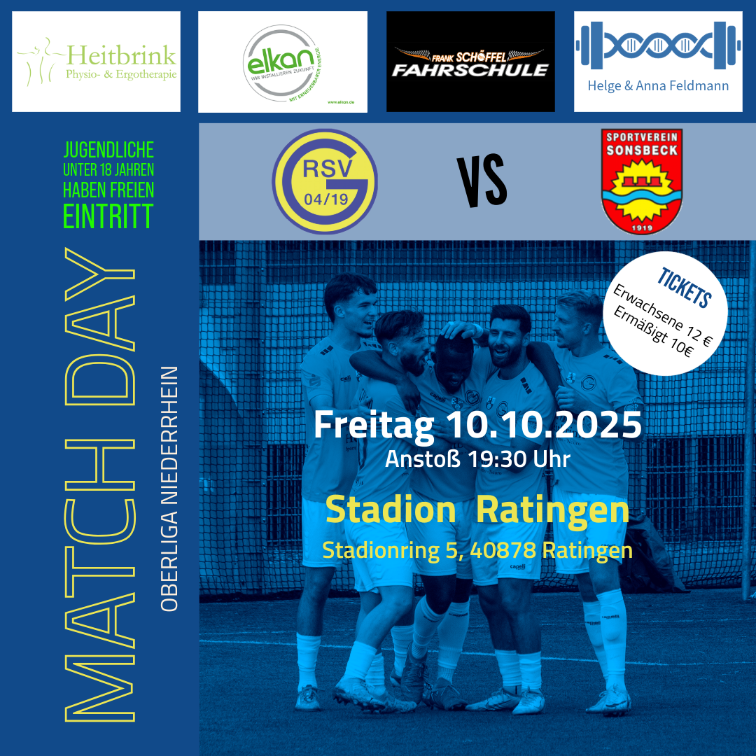 Flutlicht-Heimspiel: Tabellenführer Ratingen 04/19 empfängt den SV Sonsbeck