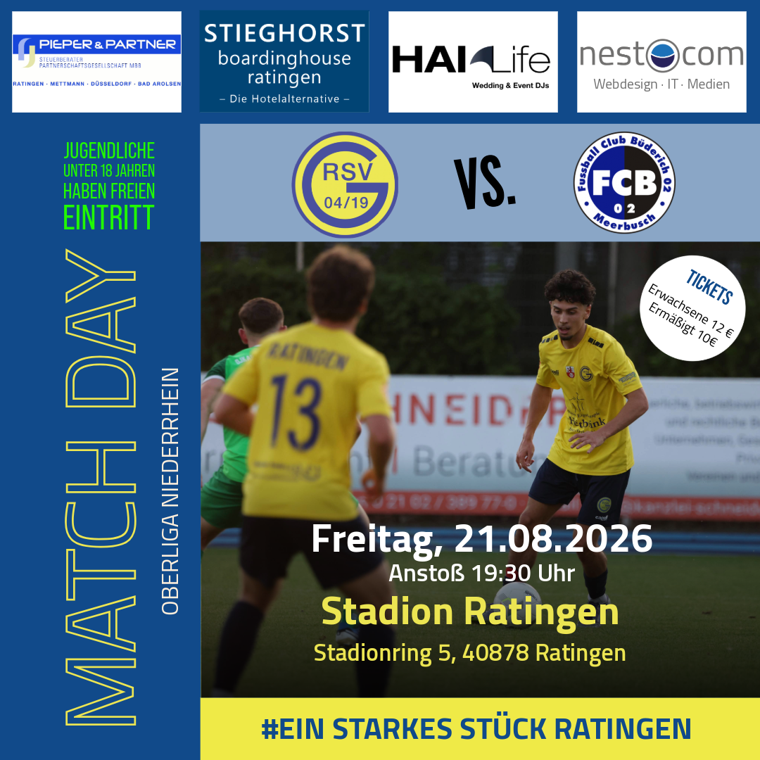 Erstes Heimspiel der Saison: FC Büderich zu Gast in Ratingen