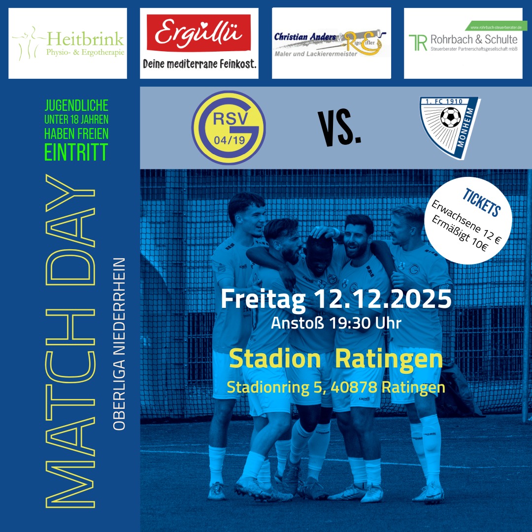 Hinrundenfinale im Stadion Ratingen: Ratingen 04/19 empfängt den 1. FC Monheim
