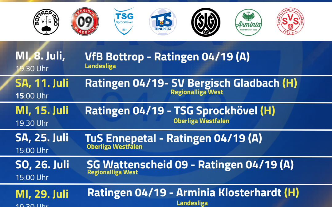 Ser Sommerfahrplan unserer 1. Mannschaft steht fest