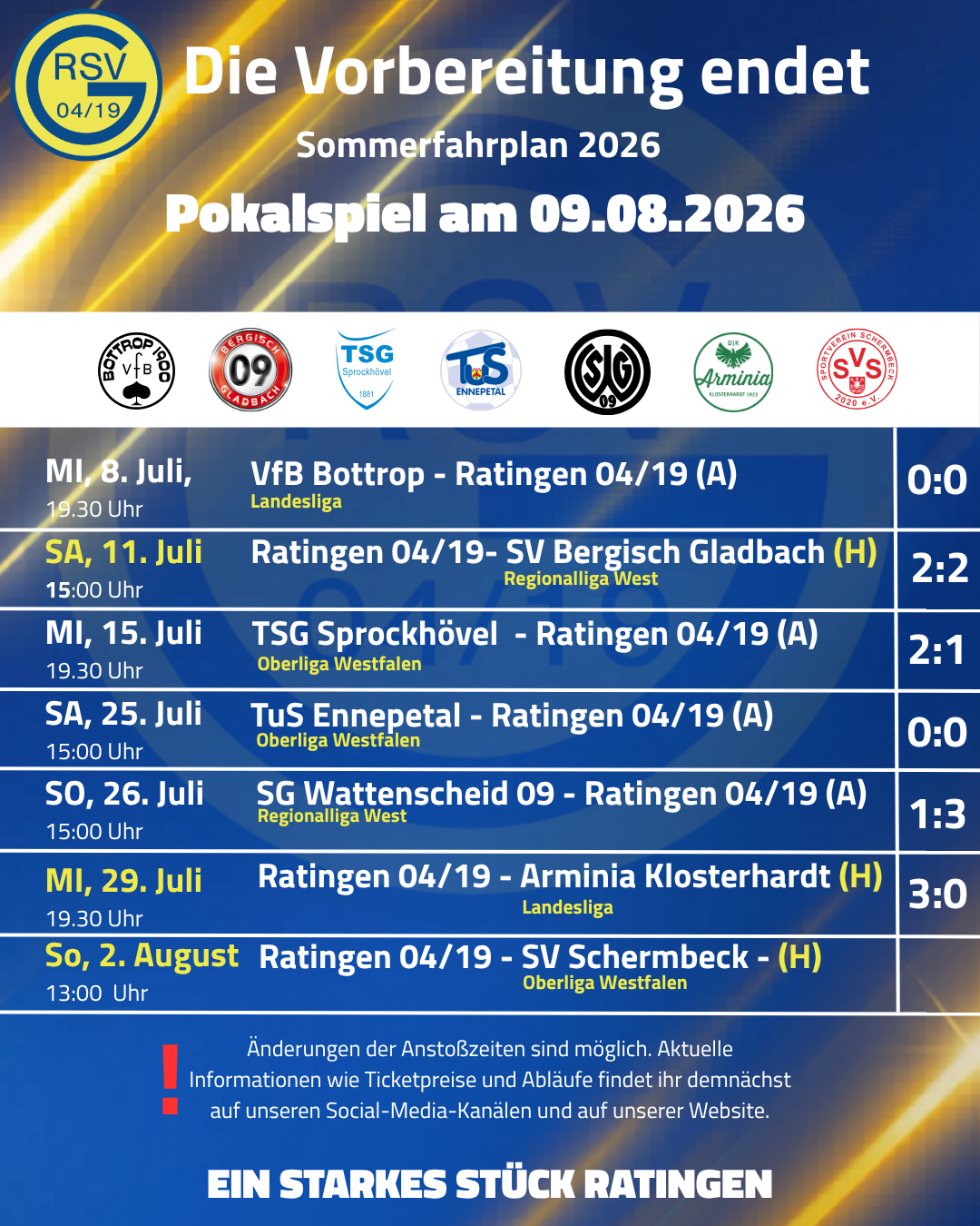 Letzter Test vor dem Pflichtspielauftakt