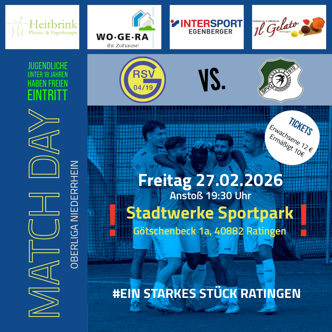 Heimspiel unter Flutlicht: Ratingen 04/19 vs. SpVg Schonnebeck – diesmal im Stadtwerke Sportpark